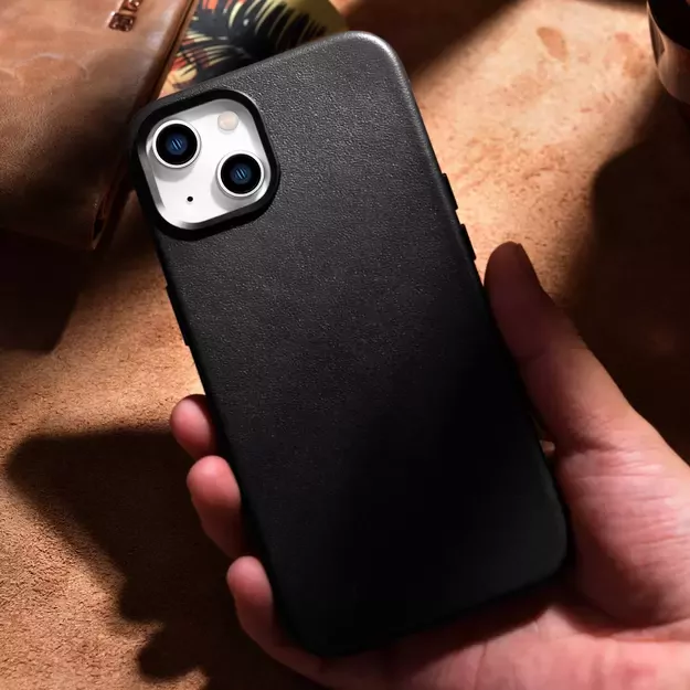 iCarer Case Leather cover for iPhone 14 Plus genuine leather case black (compatible with MagSafe) 33