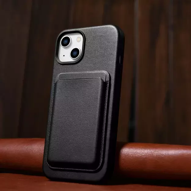 iCarer Case Leather cover for iPhone 14 Plus genuine leather case black (compatible with MagSafe) 31