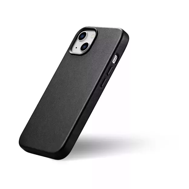 iCarer Case Leather cover for iPhone 14 Plus genuine leather case black (compatible with MagSafe) 25