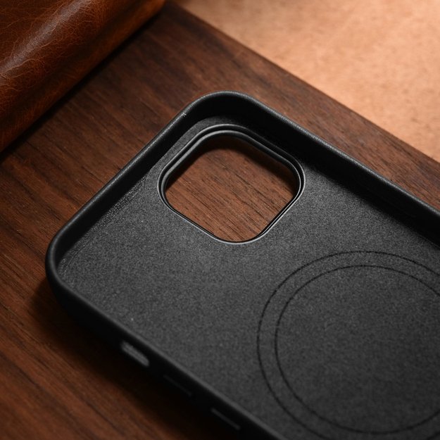 iCarer Case Leather cover for iPhone 14 Plus genuine leather case black (compatible with MagSafe) 8