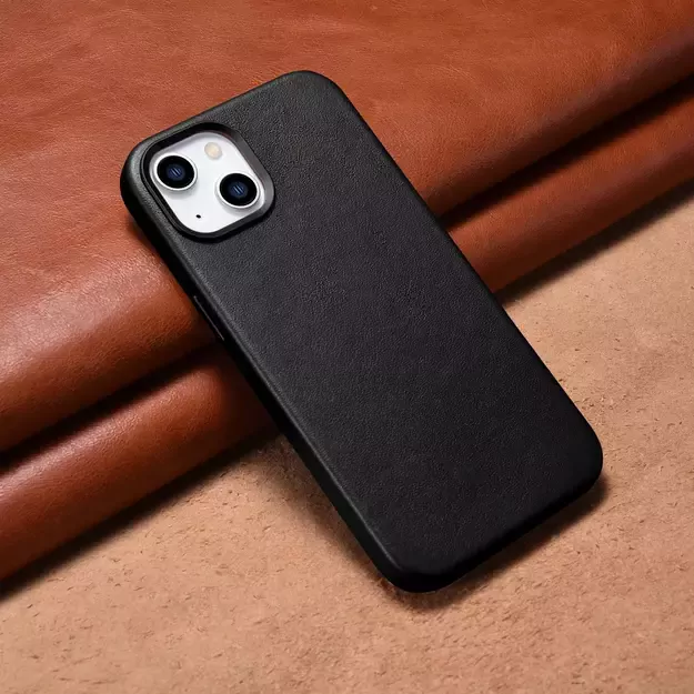 iCarer Case Leather cover for iPhone 14 Plus genuine leather case black (compatible with MagSafe) 29