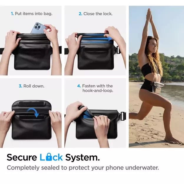 Spigen Aqua Shield A620 Waterproof Hip Bag IPX8 - Black 2 pcs. 23