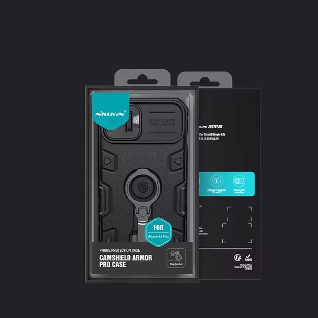 Nillkin CamShield Armor Pro Case iPhone 14 Plus armored cover with camera cover ring stand blue 4