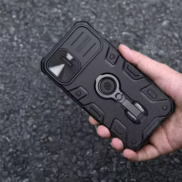 Nillkin CamShield Armor Pro Case iPhone 14 Plus armored cover with camera cover ring stand blue 8