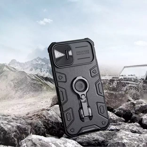 Nillkin CamShield Armor Pro Case iPhone 14 Plus armored cover with camera cover ring stand blue 6