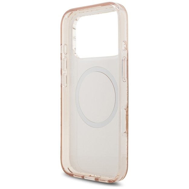 Guess IML Flowers Electro Pearl Strap MagSafe Case for iPhone 17 Pro - Pink 6