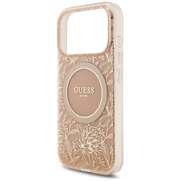 Guess IML Flowers Electro Pearl Strap MagSafe Case for iPhone 17 Pro - Pink 5