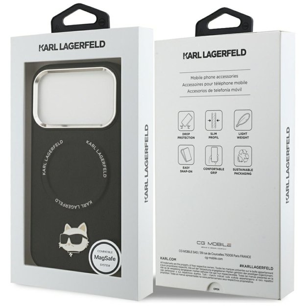 Karl Lagerfeld Choupette Pin MagSafe Case for iPhone 17 Pro Max - Black 7