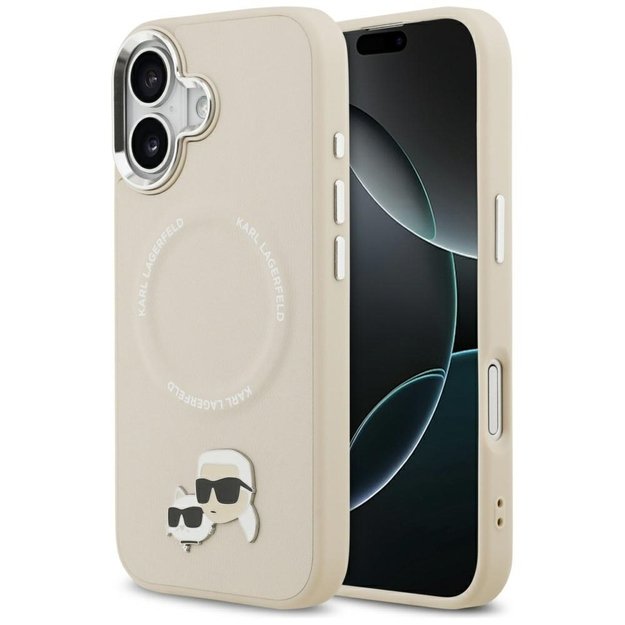 Karl Lagerfeld Karl &amp  Choupette Pins MagSafe Case for iPhone 17 - Beige