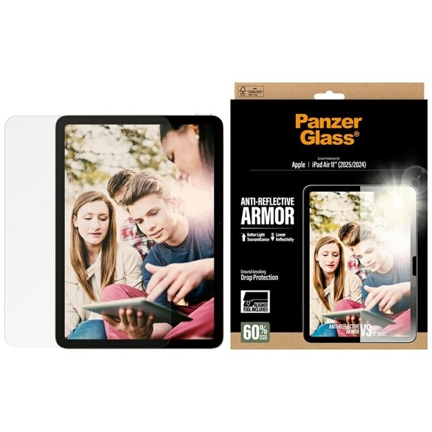 PanzerGlass Ultra-Wide Fit Reflective Armor Tempered Glass for iPad Air 11&quot  2025 (7th Gen.) / iPad Air 11&quot  2024 (6th Gen.)