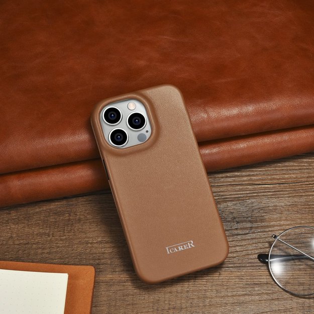 iCarer CE Premium Leather Folio Case iPhone 14 Pro Magnetic Flip Leather Folio Case MagSafe brown (WMI14220714-BN) 22