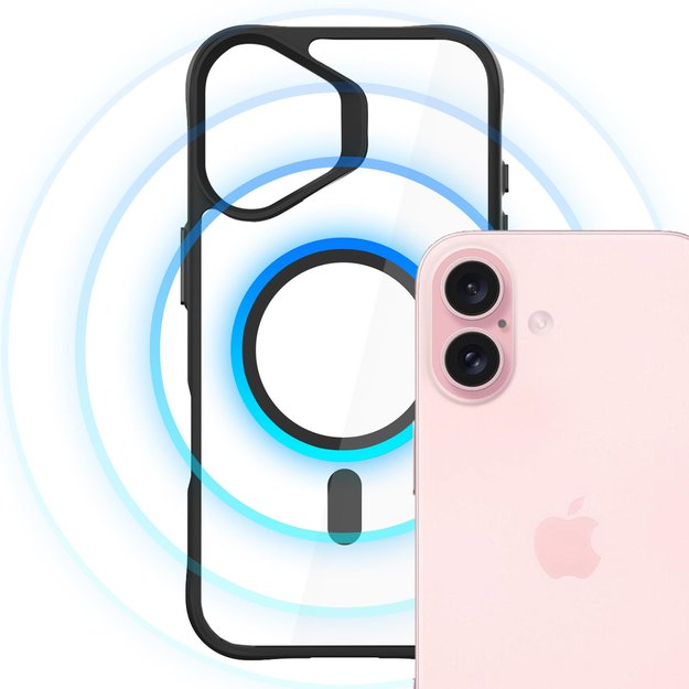 3mk Satin Armor MagCase with MagSafe for iPhone 16 Plus - Clear with Black Frame 8