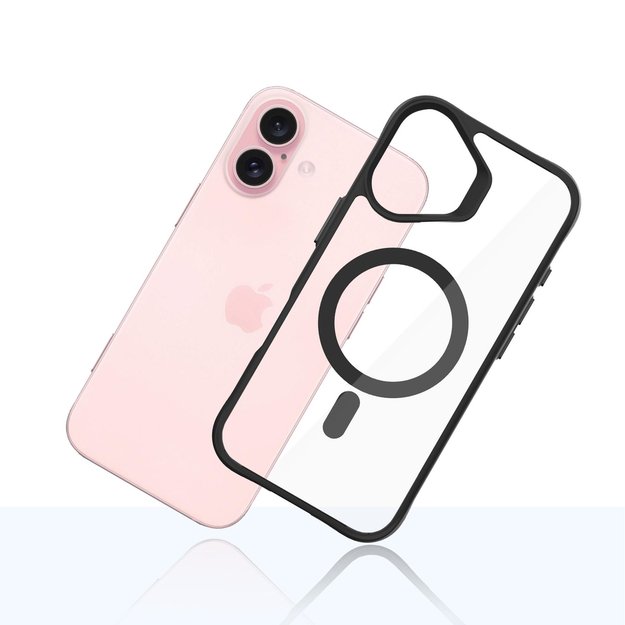 3mk Satin Armor MagCase with MagSafe for iPhone 16 Plus - Clear with Black Frame 6