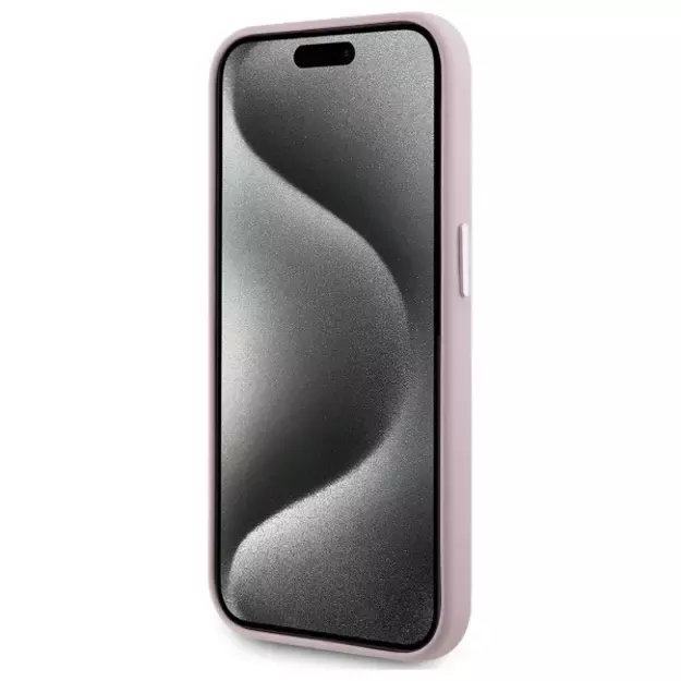 Karl Lagerfeld FW Metal Plate MagSafe iPhone 15 Pro Case - Pink 4