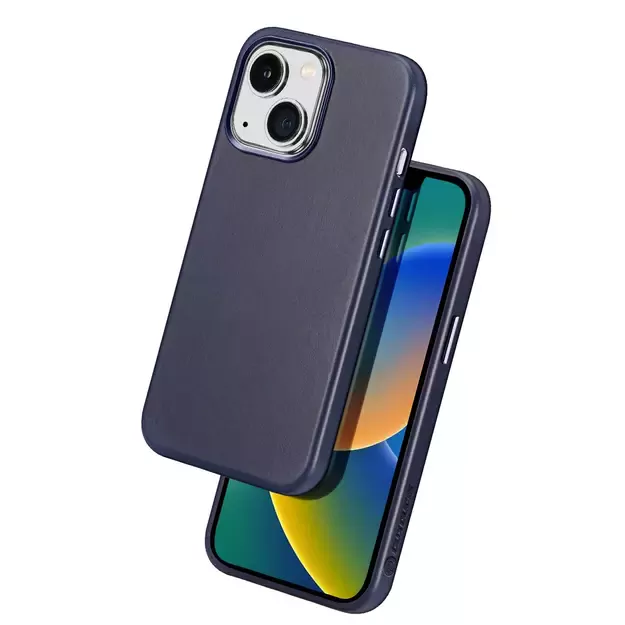 Dux Ducis Naples case for iPhone 14 Plus magnetic leather case MagSafe blue 1