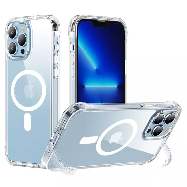 Joyroom Magnetic Defender Magnetic Case for iPhone 14 Plus Armored Case with Hooks Stand Clear (MagSafe Compatible) 10