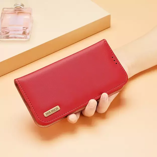 Dux Ducis Hivo Leather Flip Cover Genuine Leather Wallet for Cards and Documents iPhone 14 Pro Max Red 38