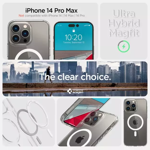 Spigen Ultra Hybrid Mag Case with MagSafe for iPhone 14 Pro Max - Clear/White 29