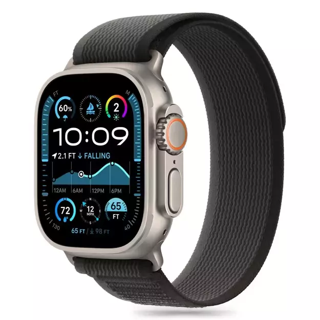 Tech-Protect Nylon Stripe for Apple Watch 6/7/8/9/10/SE/Ultra 1/2 (44/45/46/49 MM) - Black &amp  Orange 1