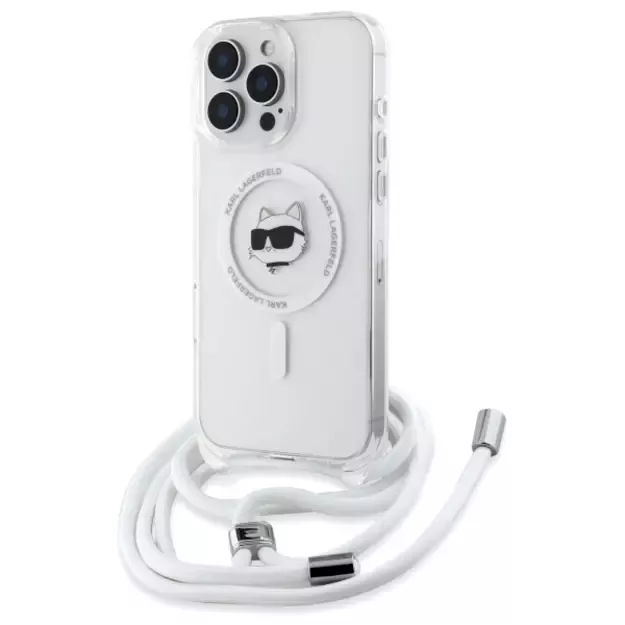 Karl Lagerfeld IML Choupette Head &amp  Cord Magsafe iPhone 16 Pro Case - Clear