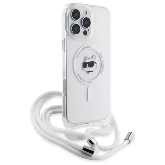 Karl Lagerfeld IML Choupette Head &amp  Cord Magsafe iPhone 16 Pro Case - Clear 8