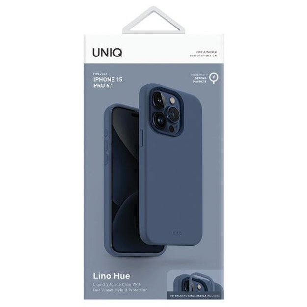 Uniq Lino Hue Magclick Charging case for iPhone 15 Pro - navy blue 3