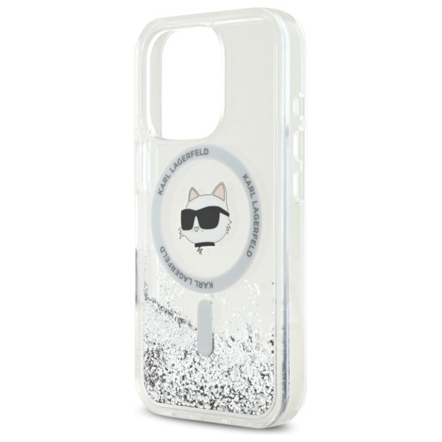 Karl Lagerfeld Liquid Glitter Choupette Head Magsafe iPhone 16 Pro Case - Clear 5