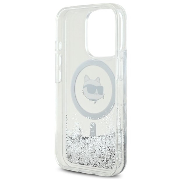 Karl Lagerfeld Liquid Glitter Choupette Head Magsafe iPhone 16 Pro Case - Clear 6