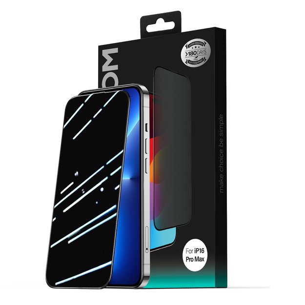 Joyroom JR-MLG0283 2.5D Dustproof Privacy Tempered Glass with Black Frame for iPhone 16 Pro Max 1