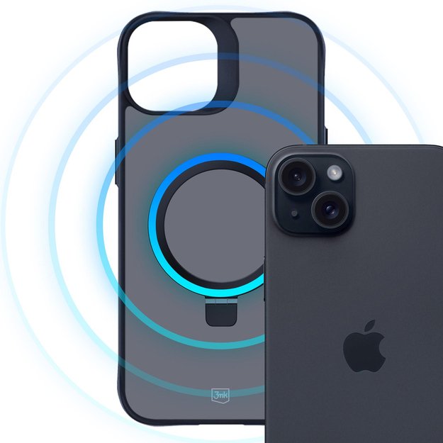 3mk Smoke Case Mag&amp Stand for Apple iPhone 15 - black 3