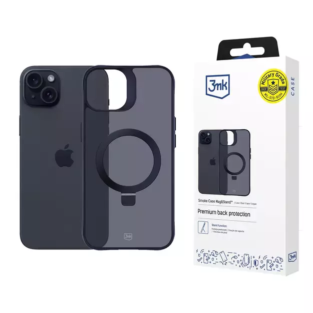 3mk Smoke Case Mag&amp Stand for Apple iPhone 15 - black