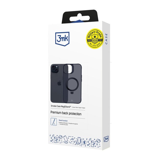 3mk Smoke Case Mag&amp Stand for Apple iPhone 15 - black 2
