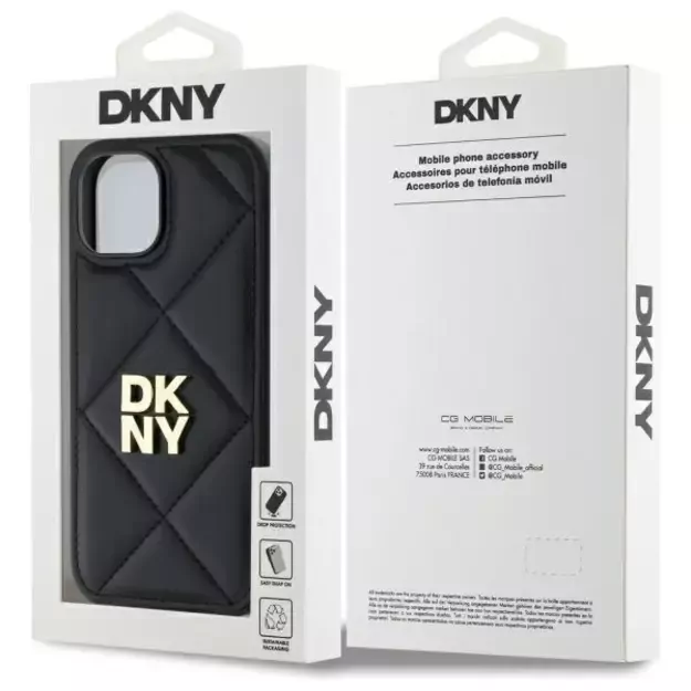 DKNY Quilted Stack Logo iPhone 15 Case - Black 14