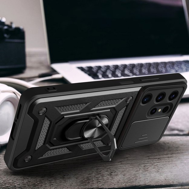 Hybrid Armor Camshield case for Samsung Galaxy S24 Ultra armored with camera cover - black 7