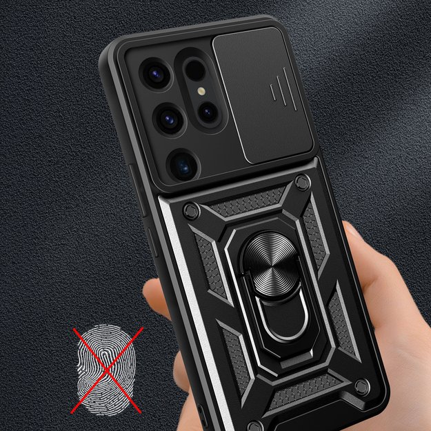 Hybrid Armor Camshield case for Samsung Galaxy S24 Ultra armored with camera cover - black 6