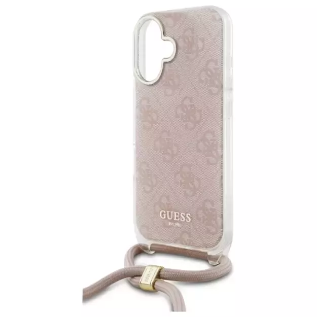 Guess Crossbody Cord 4G Print iPhone 16 Case - Pink 8