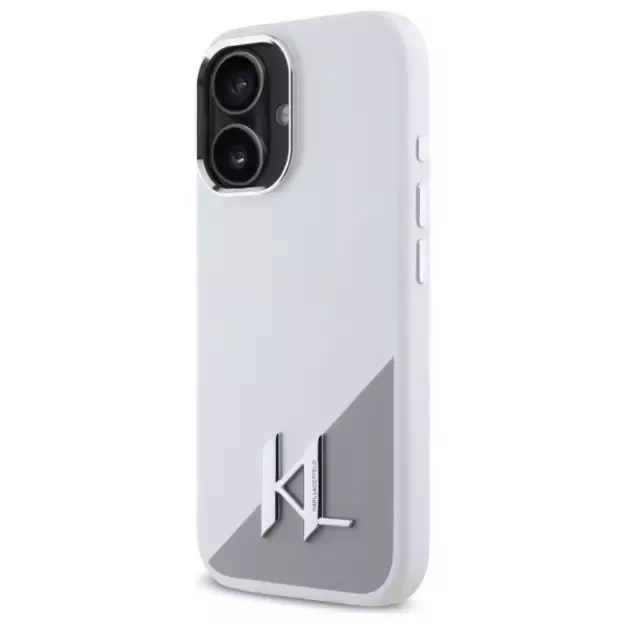 Karl Lagerfeld Silicone Initial Metal Logo MagSafe iPhone 16 Case - White 8