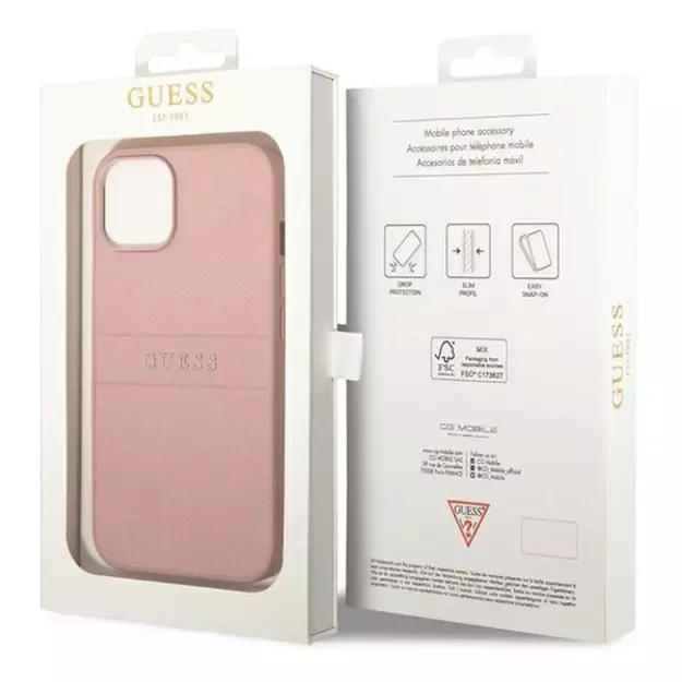 Guess GUHCP14MPSASBPI iPhone 14 Plus 6,7  różowy/pink Saffiano Strap 14