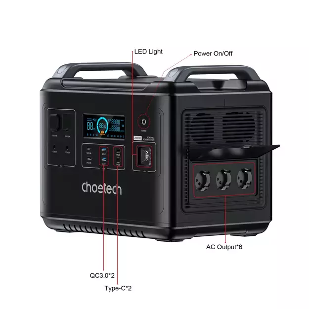 Choetech portable power station LiFePO4 1997Wh 2000W power bank black (BS006 Super Mini) 12