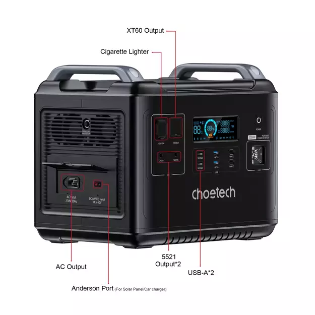 Choetech portable power station LiFePO4 1997Wh 2000W power bank black (BS006 Super Mini) 1