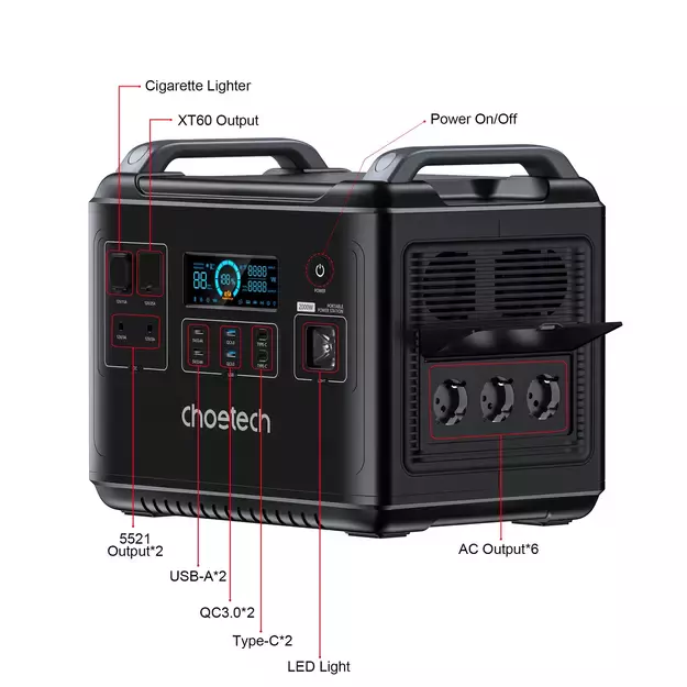 Choetech portable power station LiFePO4 1997Wh 2000W power bank black (BS006 Super Mini) 10