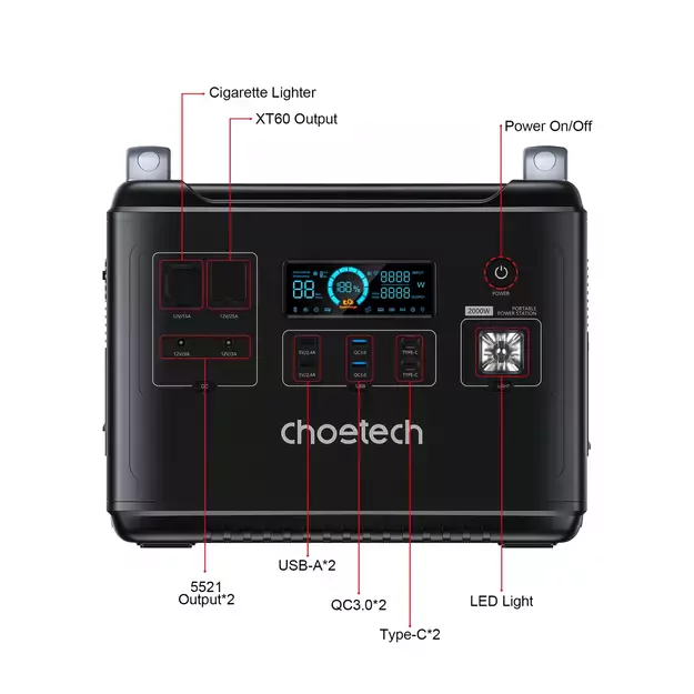 Choetech portable power station LiFePO4 1997Wh 2000W power bank black (BS006 Super Mini) 11