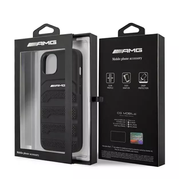 AMG AMHCP14MGSEBK iPhone 14 Plus 6,7 &quot black / black hardcase Leather Debossed Lines 7