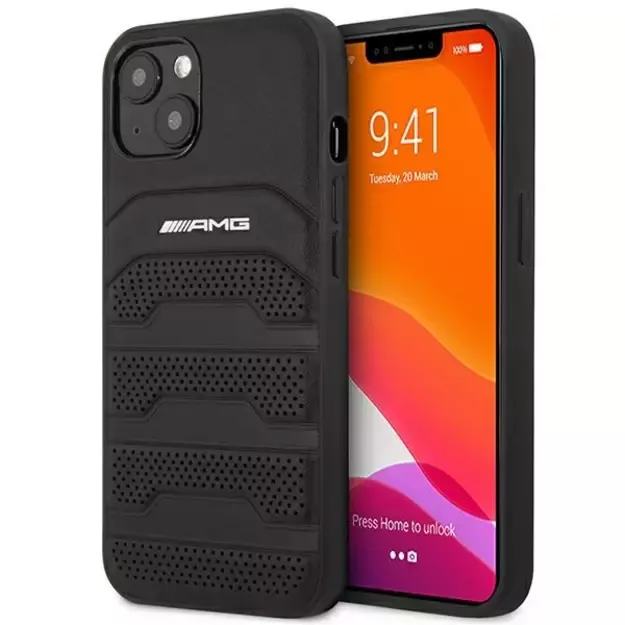 AMG AMHCP14MGSEBK iPhone 14 Plus 6,7 &quot black / black hardcase Leather Debossed Lines