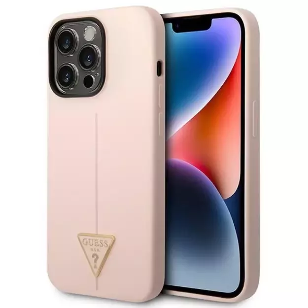 Guess GUHCP14LSLTGP iPhone 14 Pro 6.1&quot  pink/pink hardcase Silicone Triangle