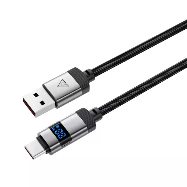 Acefast C15-04 USB-A - USB-C Cable with Display 480Mb/s 66W 1.2m - Black 7