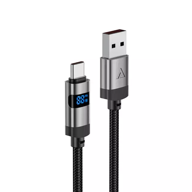 Acefast C15-04 USB-A - USB-C Cable with Display 480Mb/s 66W 1.2m - Black 8