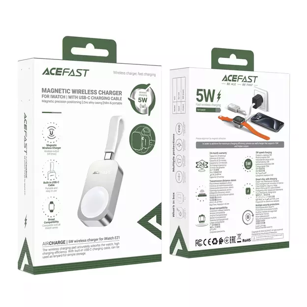 Acefast E21 5W Wireless Charger for Apple Watch - Silver 14