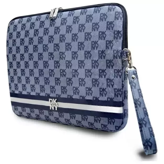 DKNY Sleeve Checkered Pattern Printed Stripes 14&quot  Laptop Case - Blue 3