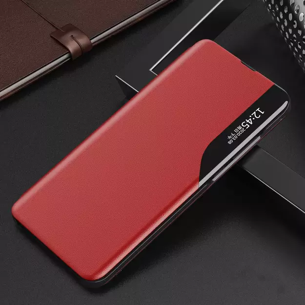 Eco Leather View Case for Samsung Galaxy S25 with Flip Stand - Red 1